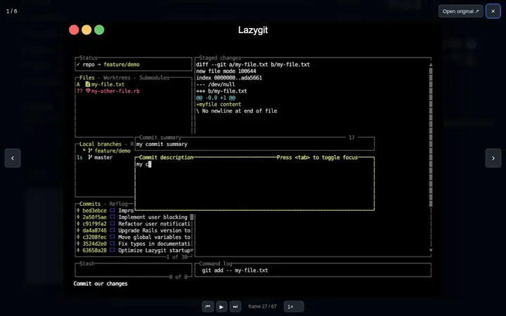An animated GIF paused at frame 27 of 67 with playback controls